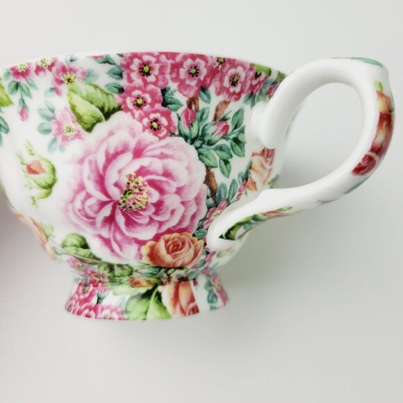 Shabby Chic Rose Chintz Teacup, Saucer & Plate The Fairmont Empress Rose Garden - Picture 6 of 13